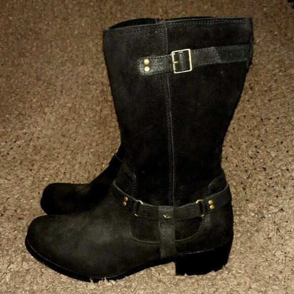 UGG-Caddie-Black Burnished Suede-Stud Detail-Western Style Boots-SZ 6-Near Mint - Picture 3 of 7